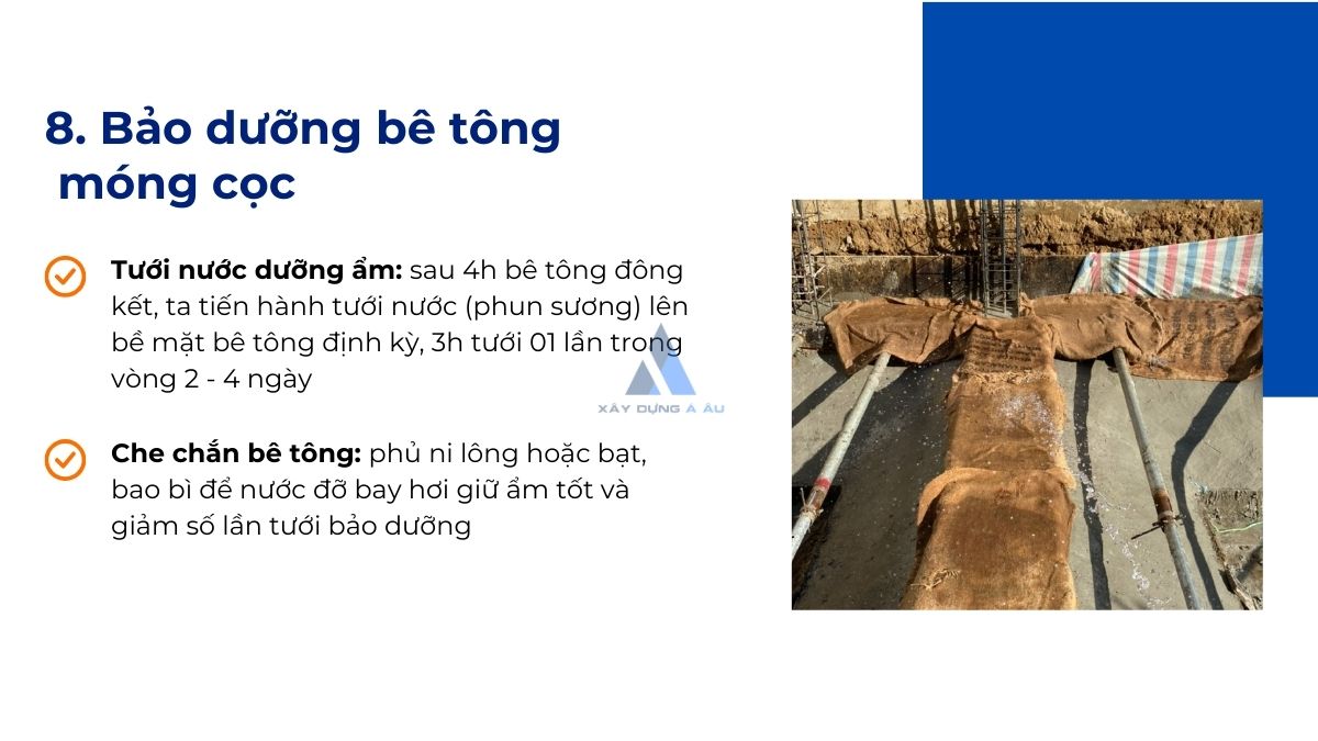 Bảo dưỡng bê tông móng cọc 