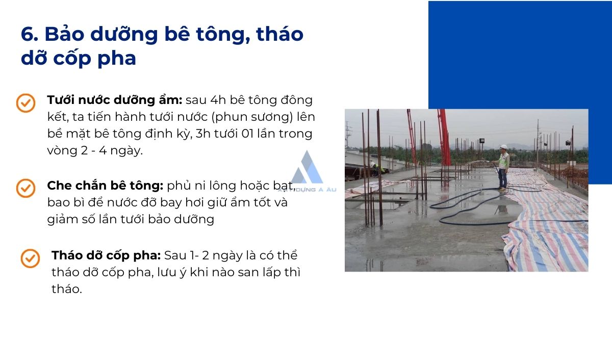 Bảo dưỡng bê tông móng đơn 