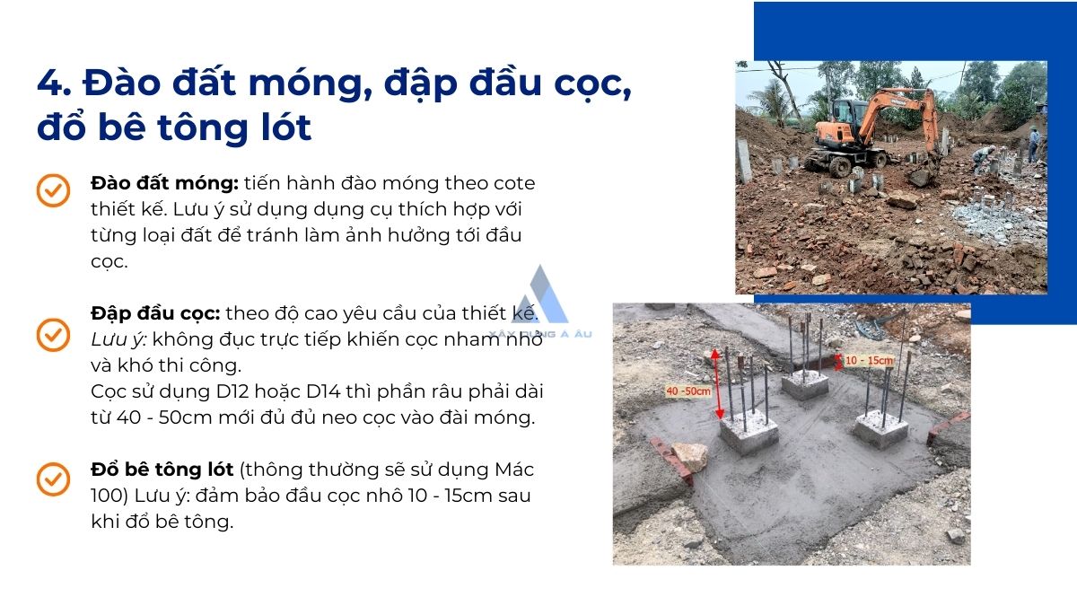 Đào đất móng cọc 