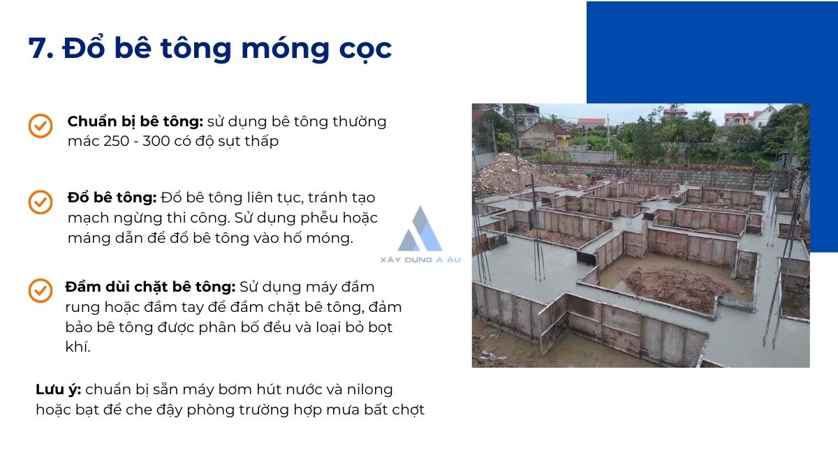 Đổ bê tông móng cọc 