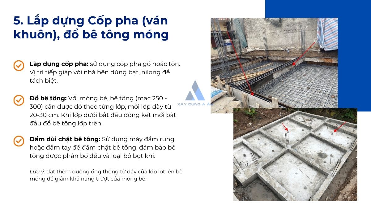 Lắp dựng cốp pha móng bè 