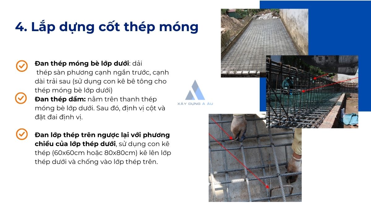 Lắp dựng cốt thép móng bè