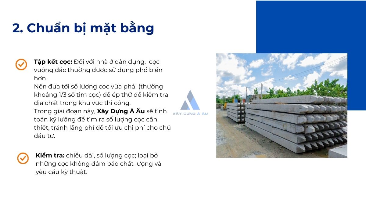 Chuẩn bị mặt bằng thi công móng cọc