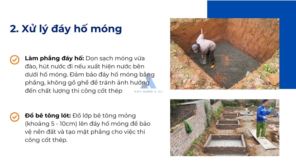 Xử lý đáy hố móng đơn