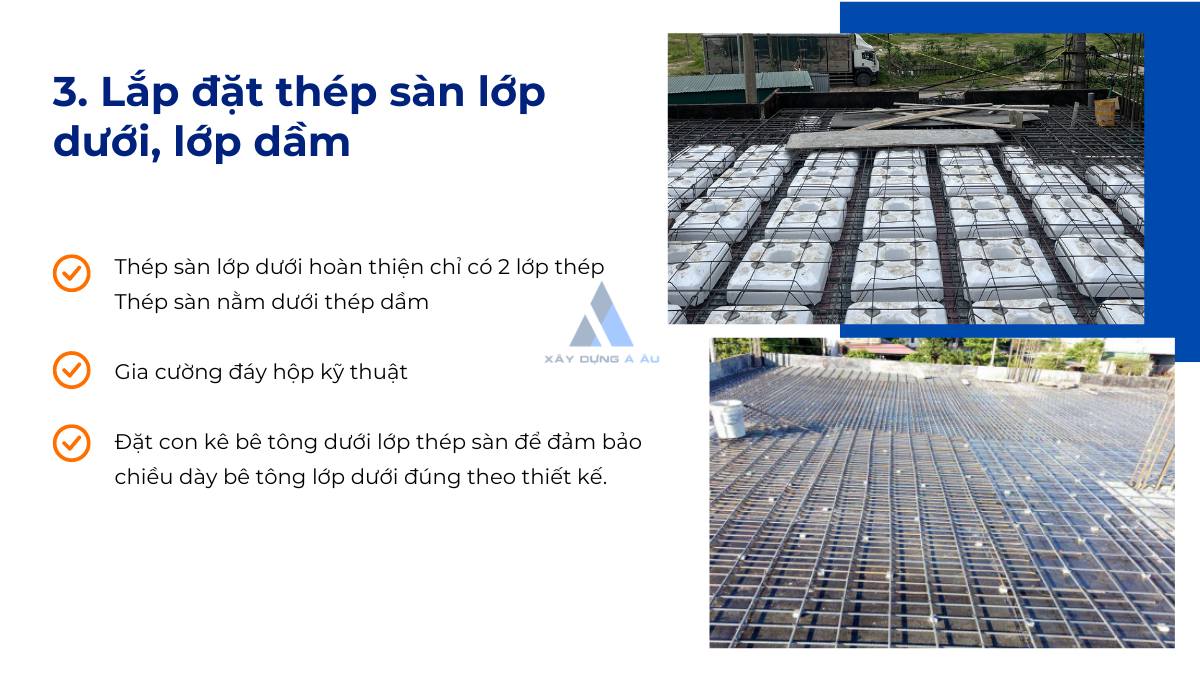 lắp đặt thép sàn lớp dưới lớp dầm