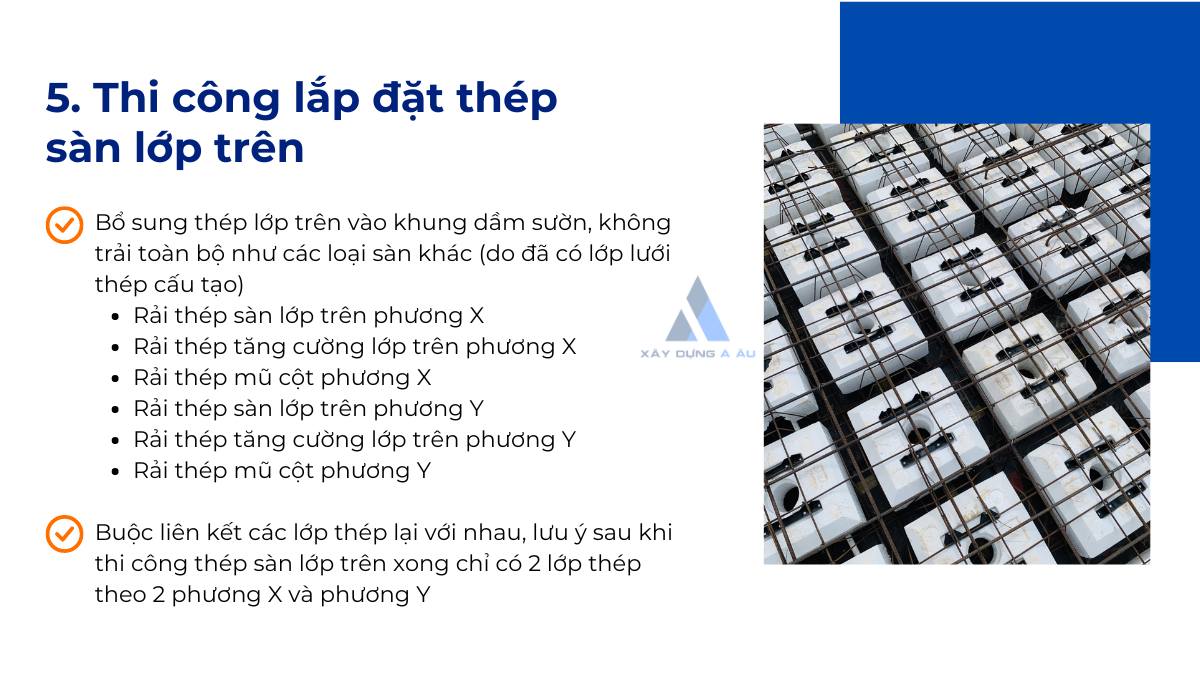 Lắp đặt thép sàn lớp trên