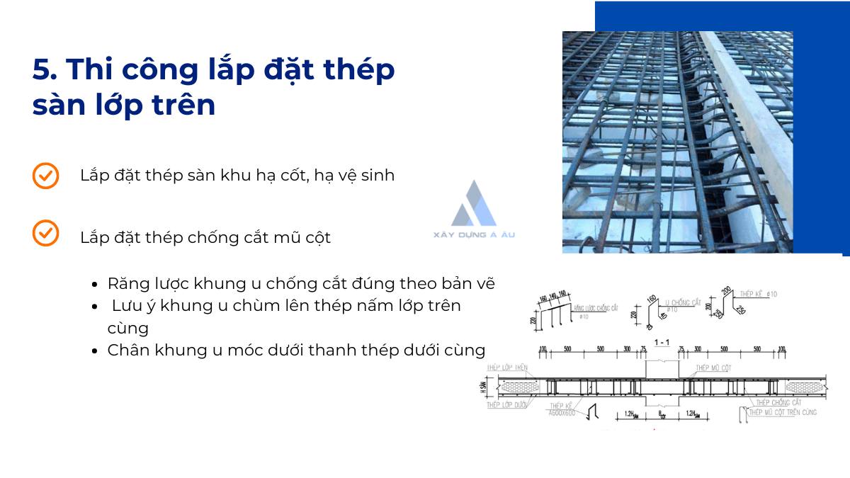 Lắp đặt thép sàn lớp trên